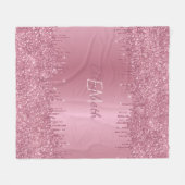 Monogram Metallic Pink Dripping Glitzer Girly Fleecedecke (Vorderseite (Horizontal))