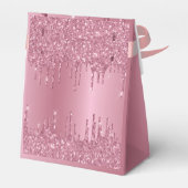 Monogram Metallic Pink Dripping Glitzer Girly Geschenkschachtel (Rückseite)