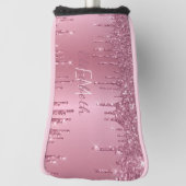 Monogram Metallic Pink Dripping Glitzer Girly Golf Headcover (Rotieren 90)
