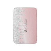 Monogram Metallic Pink & Platinum Glitzer Drilling Badematte (Vorderseite Vertikal)