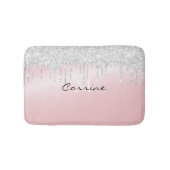 Monogram Metallic Pink & Platinum Glitzer Drilling Badematte (Vorderseite)