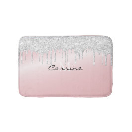 Monogram Metallic Pink & Platinum Glitzer Drilling Badematte