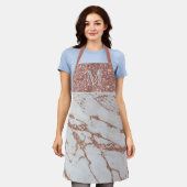 Monogram Metallic Pink Rose Gold Marmor & Glitzer Schürze (Getragen)