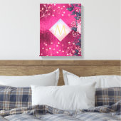 Monogram Metallic Pink Rosegold Navy Glitzer Girly Leinwanddruck (Insitu (Schlafzimmer))