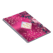 Monogram Metallic Pink Rosegold Navy Glitzer Girly Notizblock (Rechte Seite)