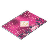 Monogram Metallic Pink Rosegold Navy Glitzer Girly Notizblock (Linke Seite)