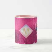 Monogram Metallic Pink Rosegold Navy Glitzer Girly Tasse (Zentrum)