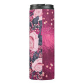 Monogram Metallic Pink Rosegold Navy Glitzer Girly Thermosbecher (Rückseite)