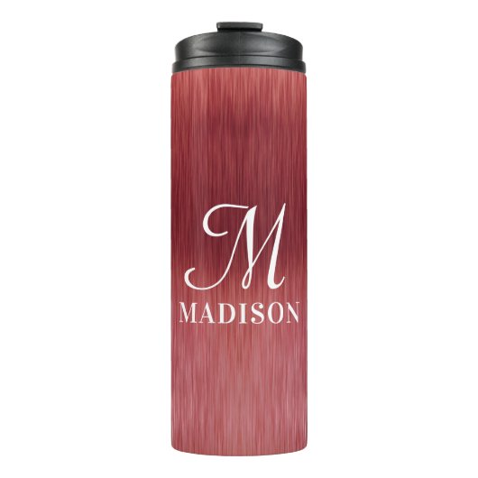Monogram Metallic Pink Texter Personalisierter Nam Thermosbecher (Vorderseite)