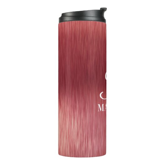 Monogram Metallic Pink Texter Personalisierter Nam Thermosbecher (Nach links gedreht)