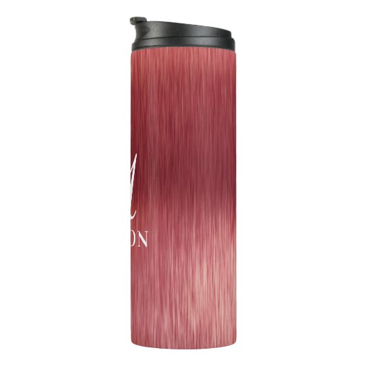 Monogram Metallic Pink Texter Personalisierter Nam Thermosbecher (Nach rechts gedreht)