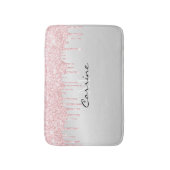 Monogram Metallic Platinum & Pink Glitzer Drilling Badematte (Vorderseite Vertikal)