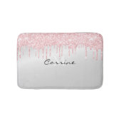 Monogram Metallic Platinum & Pink Glitzer Drilling Badematte (Vorderseite)
