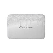 Monogram Metallic Platinum Silver Glitzer Drift Badematte (Vorderseite)