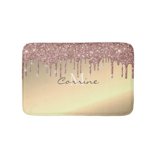 Monogram Metallic Rose Gold + 14K Glitzer Dripping Badematte (Vorderseite)
