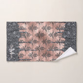 Monogram Metallic Rose Gold & Black Glitzer Damask Badhandtuch Set (Handtuch)