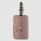 Monogram Metallic Rose Gold Dripping Glitzer Icing Gepäckanhänger (Vorderseite Vertikal)