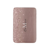 Monogram Metallic Rose Gold Dripping Imitats Glitz Badematte (Vorderseite Vertikal)