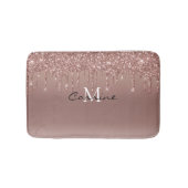 Monogram Metallic Rose Gold Dripping Imitats Glitz Badematte (Vorderseite)