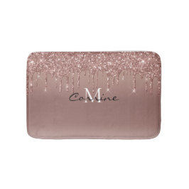 Monogram Metallic Rose Gold Dripping Imitats Glitz Badematte