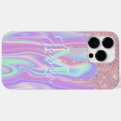 Monogram Metallic Rose Gold Glitzer & Iridescent Case-Mate iPhone Hülle (Rückseite (Horizontal))