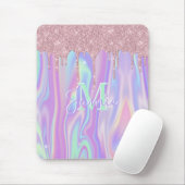 Monogram Metallic Rose Gold Glitzer & Iridescent Mousepad (Mit Mouse)