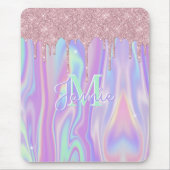 Monogram Metallic Rose Gold Glitzer & Iridescent Mousepad (Vorne)