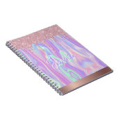 Monogram Metallic Rose Gold Glitzer & Iridescent Notizblock (Rechte Seite)