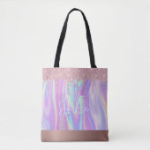 Monogram Metallic Rose Gold Glitzer & Iridescent Tasche (Vorderseite)