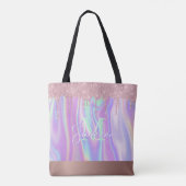 Monogram Metallic Rose Gold Glitzer & Iridescent Tasche (Rückseite)