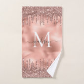Monogram Metallic Rose Gold Pink Dripping Glitzer Badhandtuch Set (Handtuch)