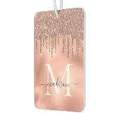 Monogram Metallic Rose Gold Pink Glitzer Tropfen Autolufterfrischer (Links)