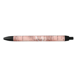 Monogram Metallic Rose Gold Pink Glitzer Tropfen Kugelschreiber