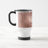 Monogram Metallic Rose Gold Pink Glitzer Tropfen Reisebecher (Links)