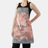 Monogram Metallic Rose Gold Silver Glitzer Tropfen Schürze (InSitu)