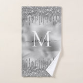 Monogram Metallic Silver Gray Driving Glitzer Badhandtuch Set (Handtuch)