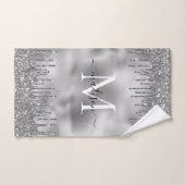 Monogram Metallic Silver Gray Driving Glitzer Badhandtuch Set (Handtuch)