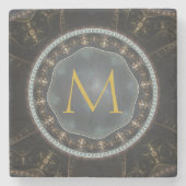 Monogram Metallic Steampunk Circle Steinuntersetzer (Vorderseite)