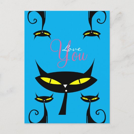 Monogram Mid Century Modern 1950er Atomic Black Ca Postkarte (Vorderseite)