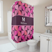 Monogram Mid Century Moderne Muster rosa Brauch Duschvorhang (Beispiel)