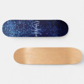 Monogram Midnite Blue Confetti Personalisiert Skateboard (Horizontal)