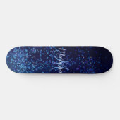 Monogram Midnite Blue Confetti Personalisiert Skateboard (Horizontal)