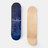 Monogram Midnite Blue Confetti Personalisiert Skateboard (Vorderseite)