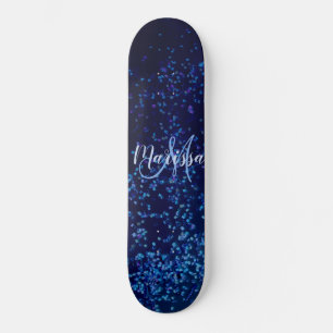 Monogram Midnite Blue Confetti Personalisiert Skateboard