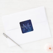Monogram Midnite Blue Confetti Quadratischer Aufkleber (Umschlag)