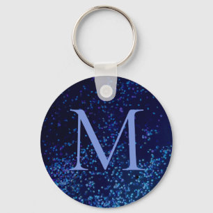 Monogram Midnite Blue Confetti Schlüsselanhänger