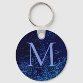 Monogram Midnite Blue Confetti Schlüsselanhänger (Vorderseite)
