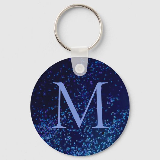 Monogram Midnite Blue Confetti Schlüsselanhänger (Rückseite)