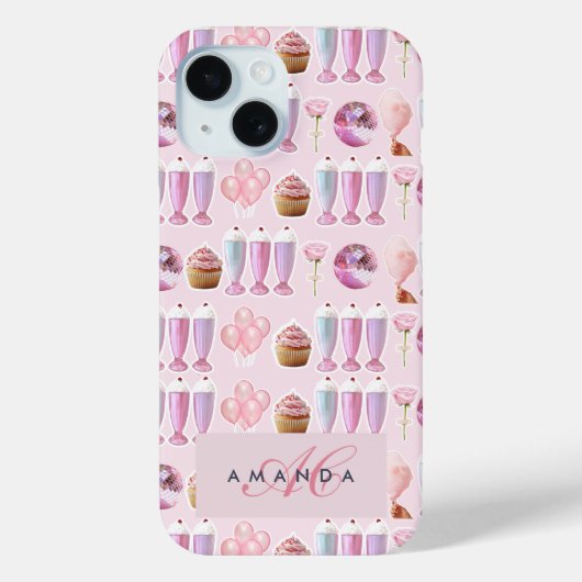 Monogram Milkshake Niedlich Blush Pink Retro Gesch Case-Mate iPhone Hülle (Rückseite)