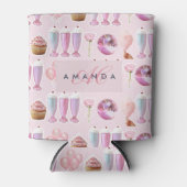 Monogram Milkshake Niedlich Blush Pink Retro Gesch Dosenkühler (Vorderseite)